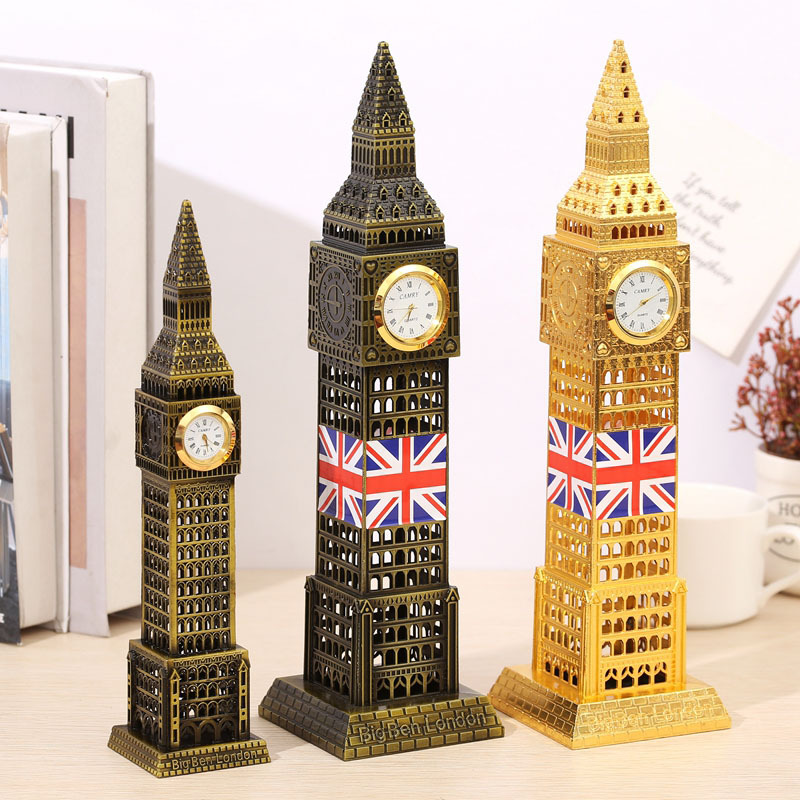 Office Furniture London - 時計と観覧車が付いたロンドンビッグベンモデル 世界的に有名なランドマークの建物 ホームオフィスの卓上装飾お土産
