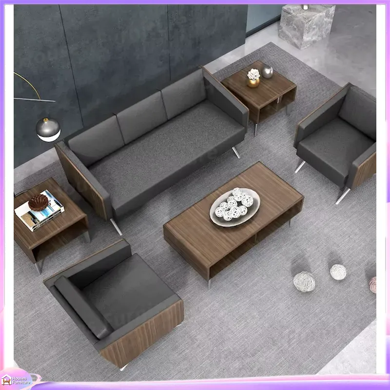 Office Furniture Custom - モダンな3人掛けオフィスソファ、革製待合室家具、商談用カウチ、アームチェア、カスタム卸売受付用