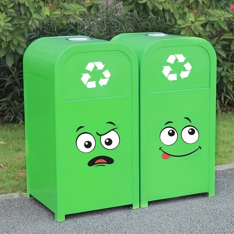 Office Furniture Recycling - ゴミ箱ステッカー 4枚入り リサイクルビン表現デカール ゴミ分別教室装飾用 面白い顔のステッカー 学校オフィス用