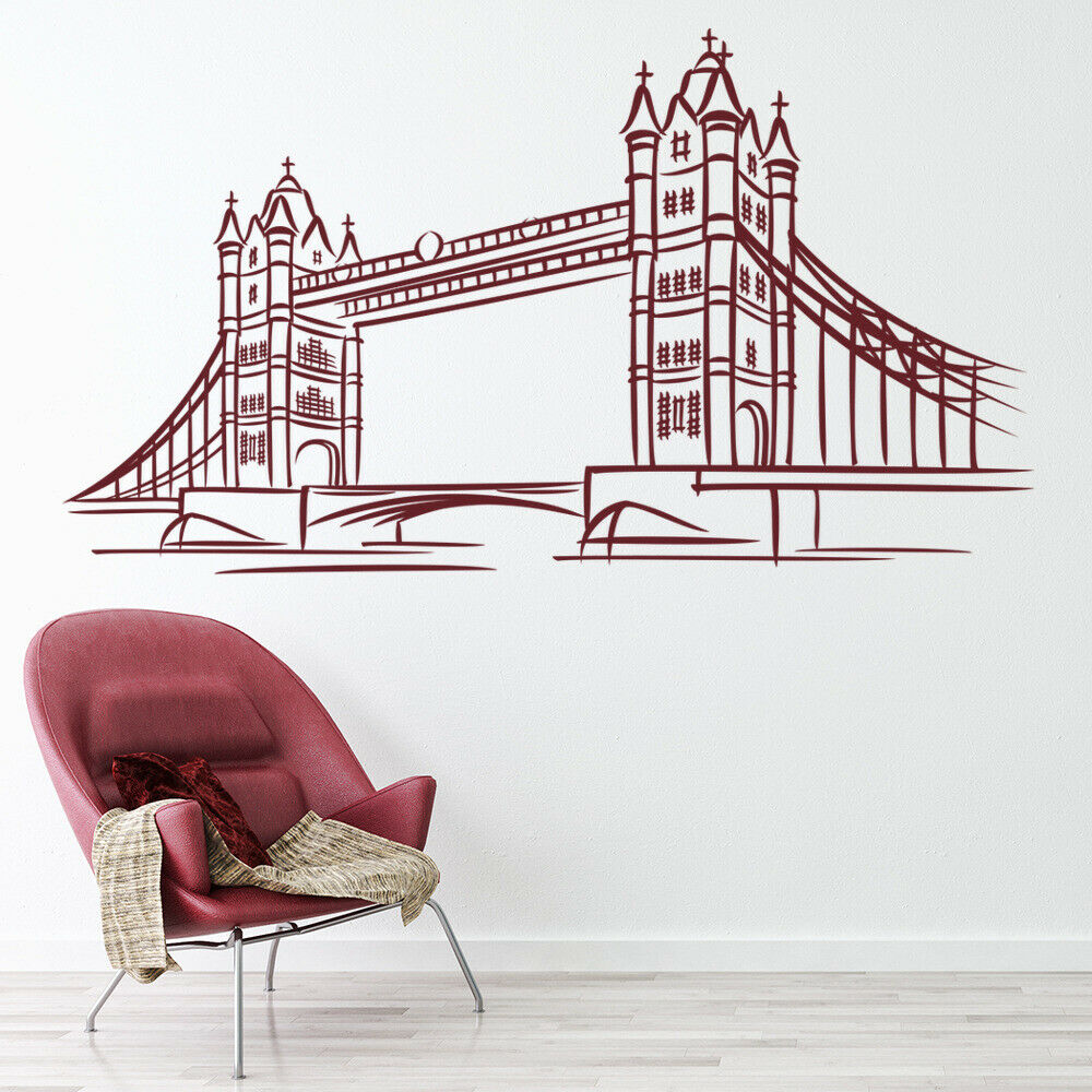 Office Furniture London - 壁ステッカーロンドンのタワーブリッジランドマークアート壁画ガラスビニールステッカーアーティストスタジオオフィス寝室インテリア Q018
