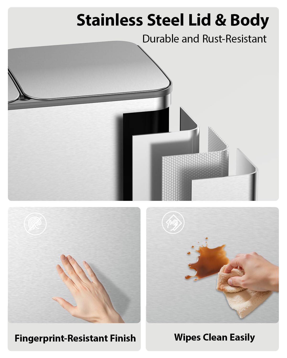 ダブルゴミ箱 キッチン 26ガロン ステンレス製 デュアルゴ - Office Furniture Recycling のレビューと価格