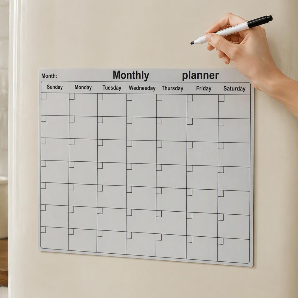 冷蔵庫用ドライイレース磁気カレンダー、再利用可能な月間プラン - Magnetic Whiteboard Calendar のレビューと価格