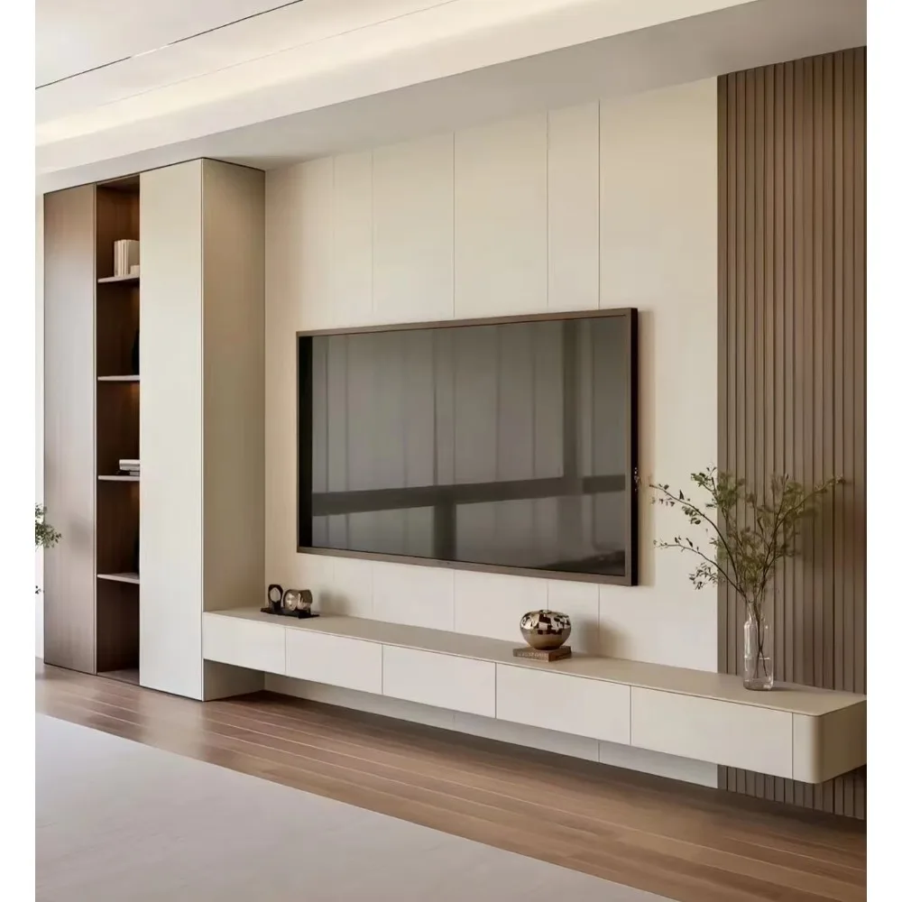 モダンなカスタム木製ロータイプテレビ台、パネルデザイン、高さ - Office Furniture Custom のレビューと価格