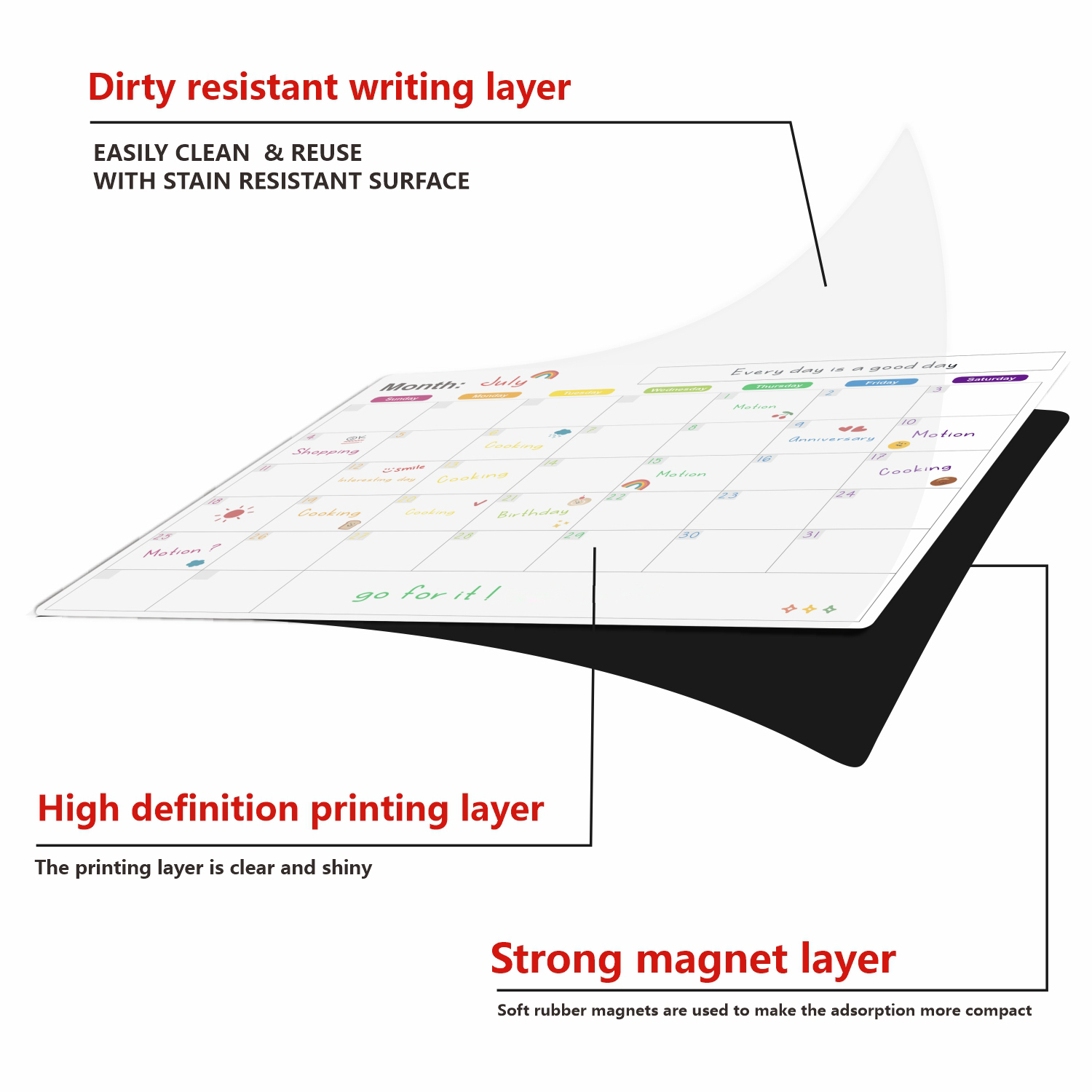 冷蔵庫用マグネットカレンダー 月間・週間プランナーカレンダー - Magnetic Whiteboard Calendar のレビューと価格