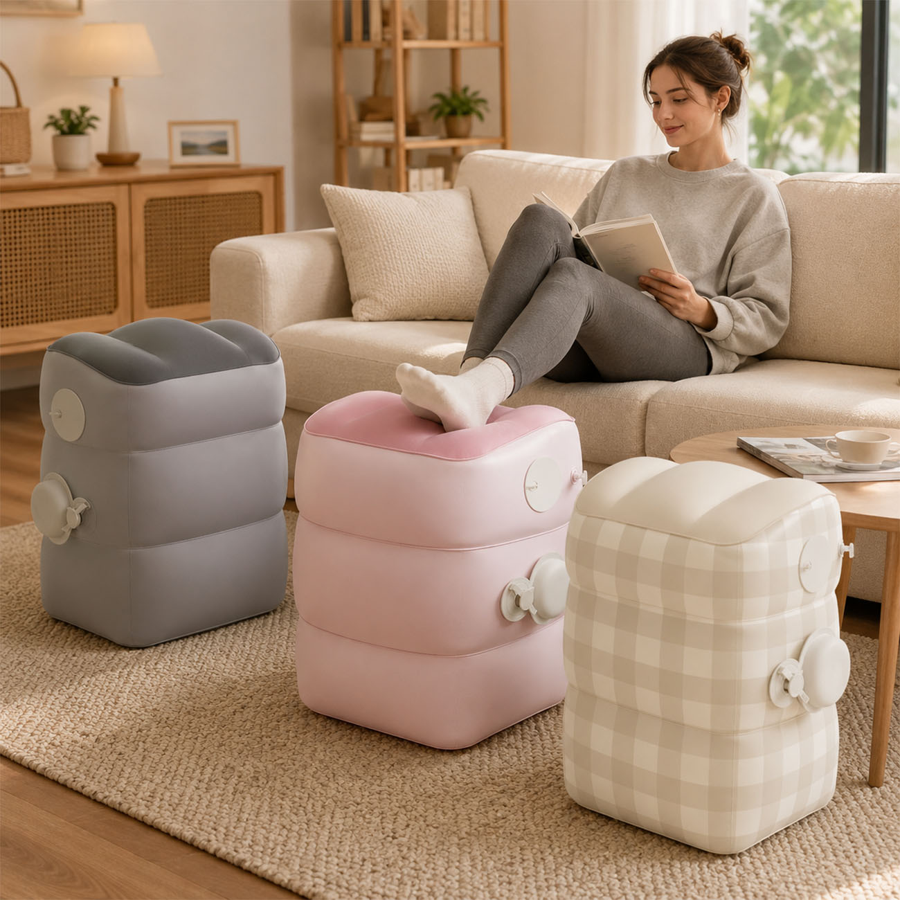 飛行機旅行用インフレータブルフットレスト1個 - 長時間飛行 - Office Footrest Cushion のレビューと価格