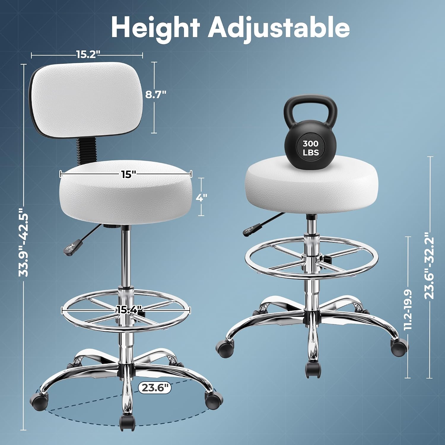 SUPERJARE 背もたれ付き製図椅子、調節可能なフットレ - Office Footrest Cushion のレビューと価格