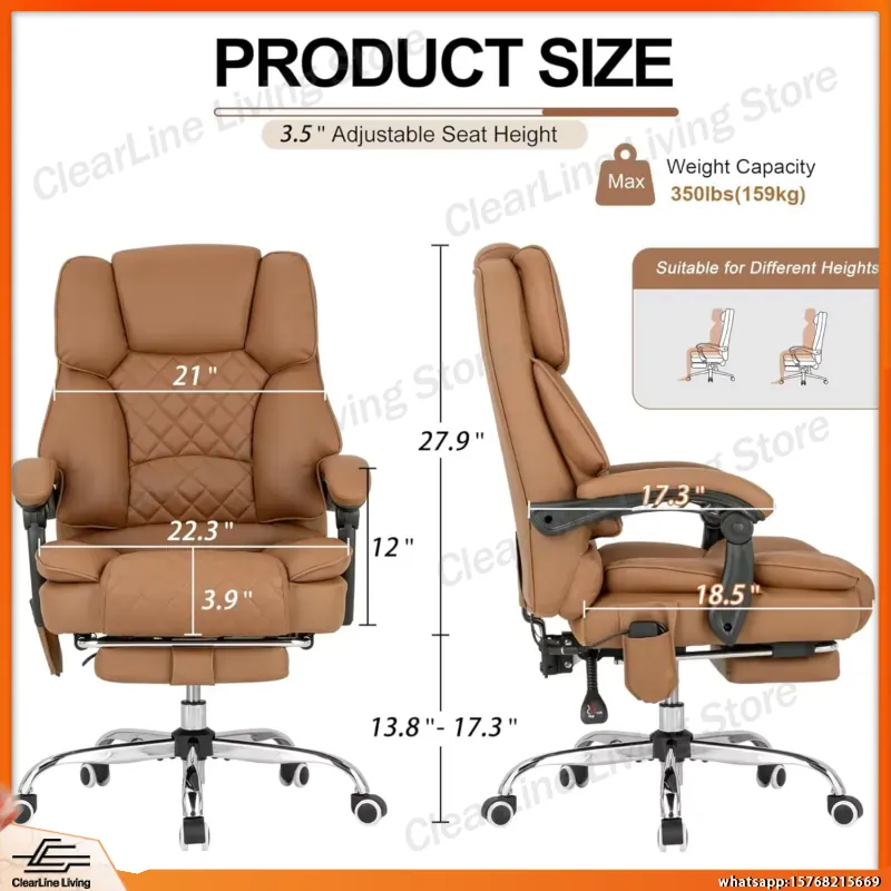 加熱機能付きマッサージオフィスチェア、90〜135度リクライ - Office Footrest Cushion のレビューと価格