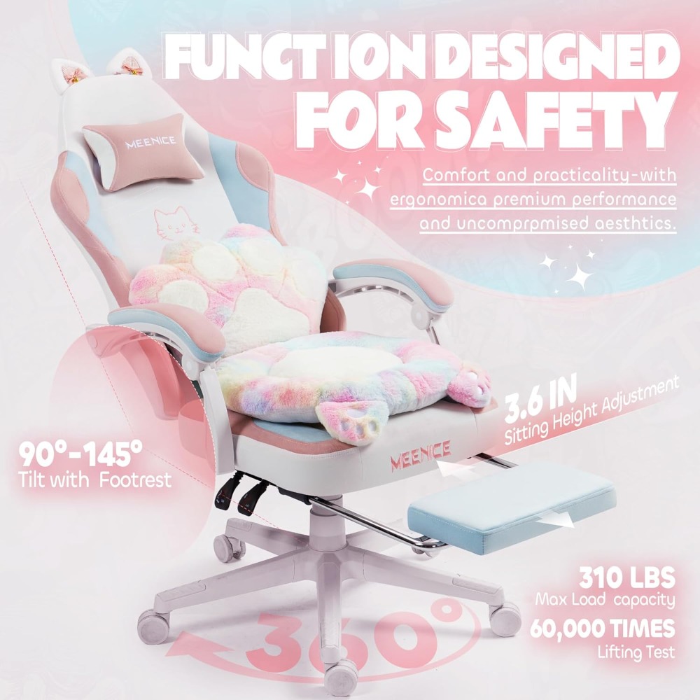 ゲーミングチェア かわいい 猫耳足腰とクッション付き 人間工 - Office Footrest Cushion のレビューと価格