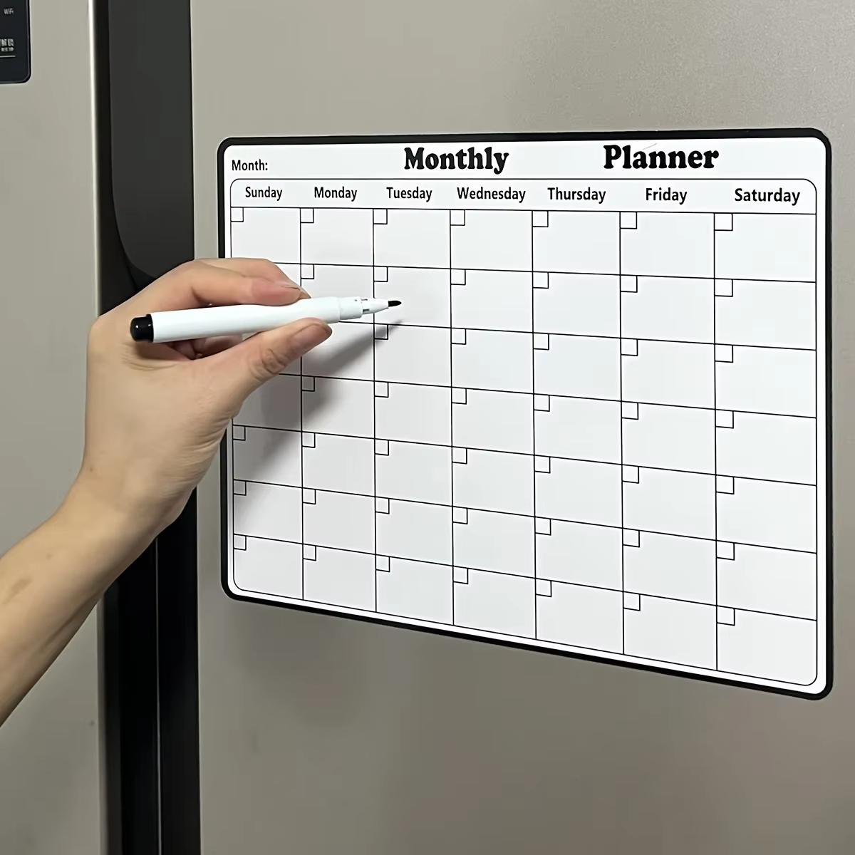 1パック再利用可能な磁気冷蔵庫マンスリープランナードライイレ - Magnetic Whiteboard Calendar のレビューと価格