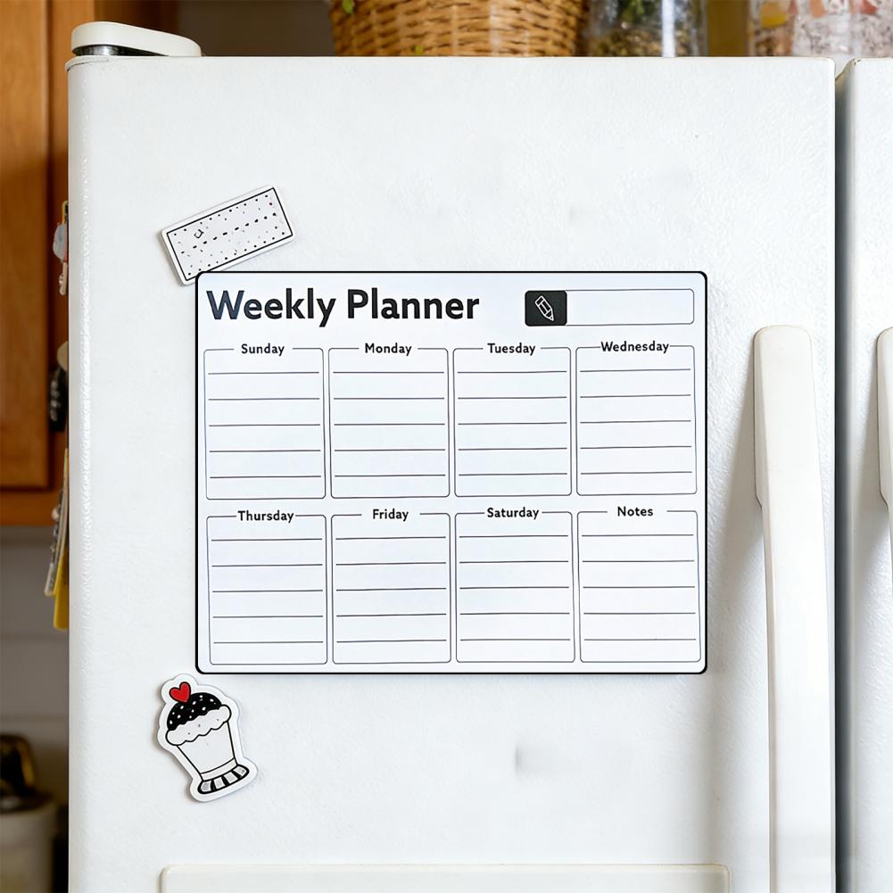 再利用可能な月間カレンダー＆ウィークリープランナー冷蔵庫用磁 - Magnetic Whiteboard Calendar のレビューと価格