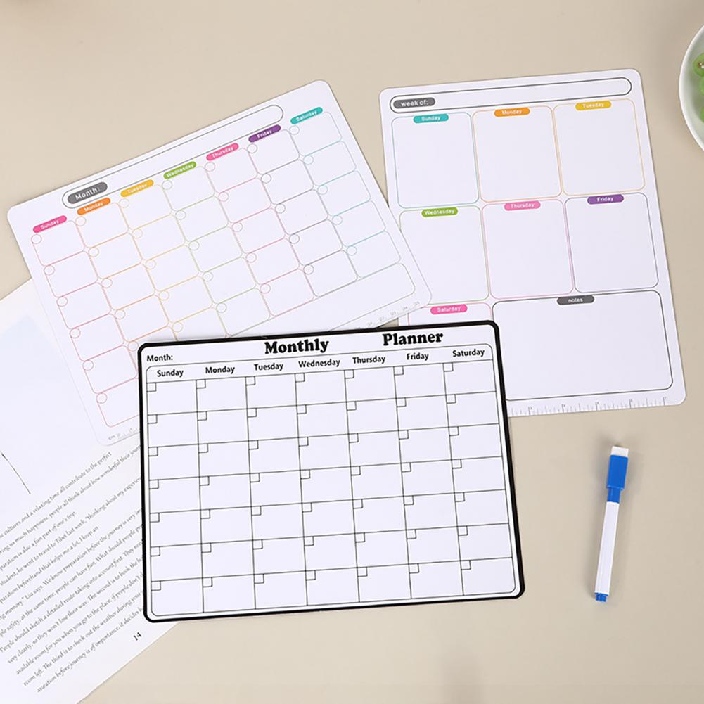 再利用可能な月間カレンダー＆ウィークリープランナー冷蔵庫用磁 - Magnetic Whiteboard Calendar のレビューと価格