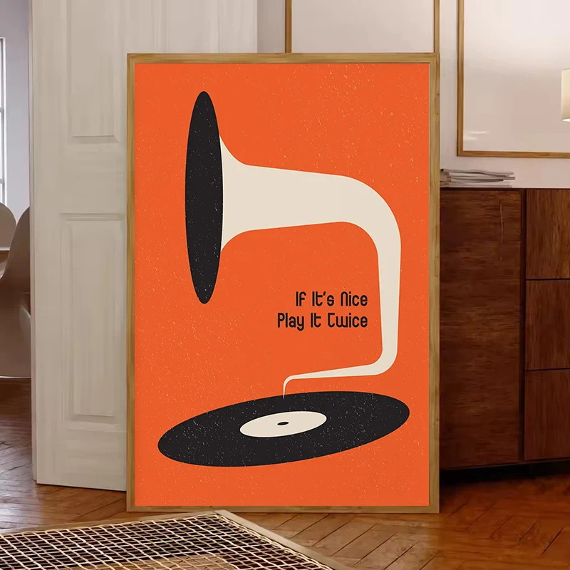 ミッドセンチュリービニールレコードキャンバスウォールアートプ - Office Furniture Design のレビューと価格