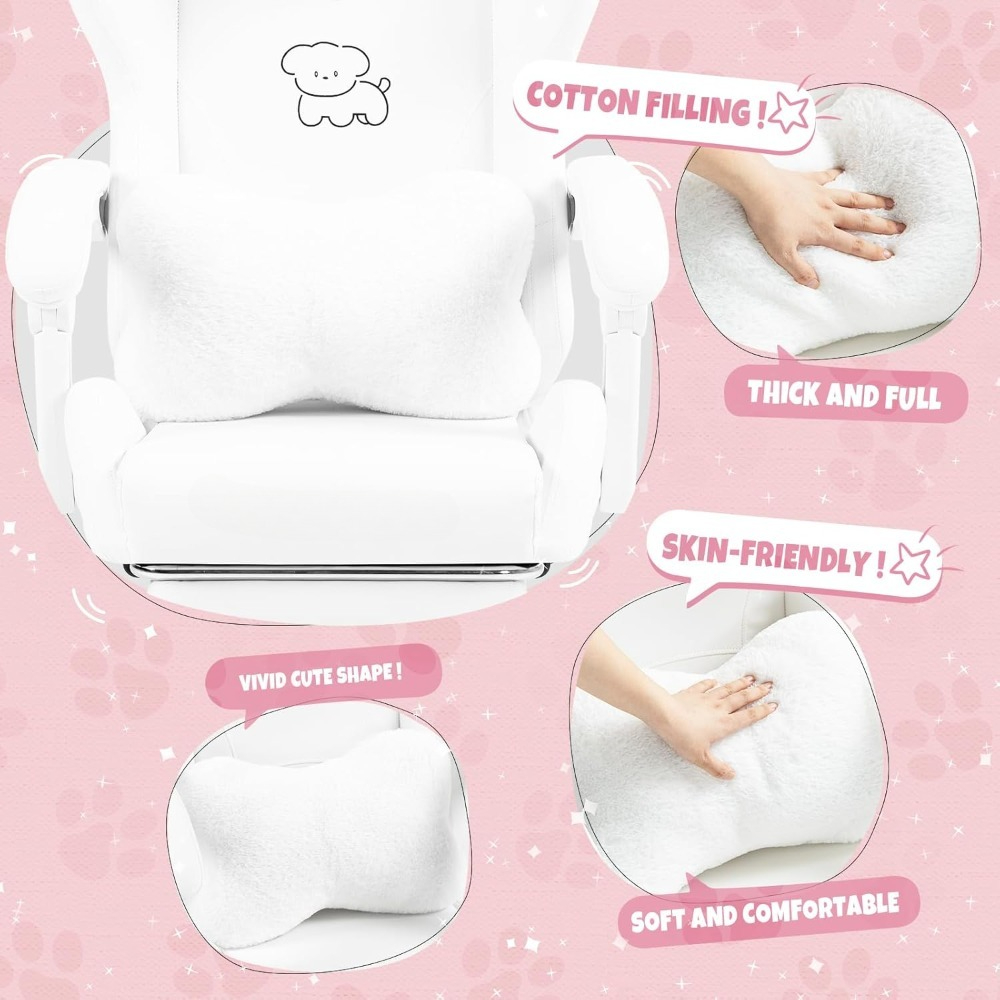 ランバークッションと装飾耳付きのかわいいゲーミングチェア、フ - Office Footrest Cushion のレビューと価格