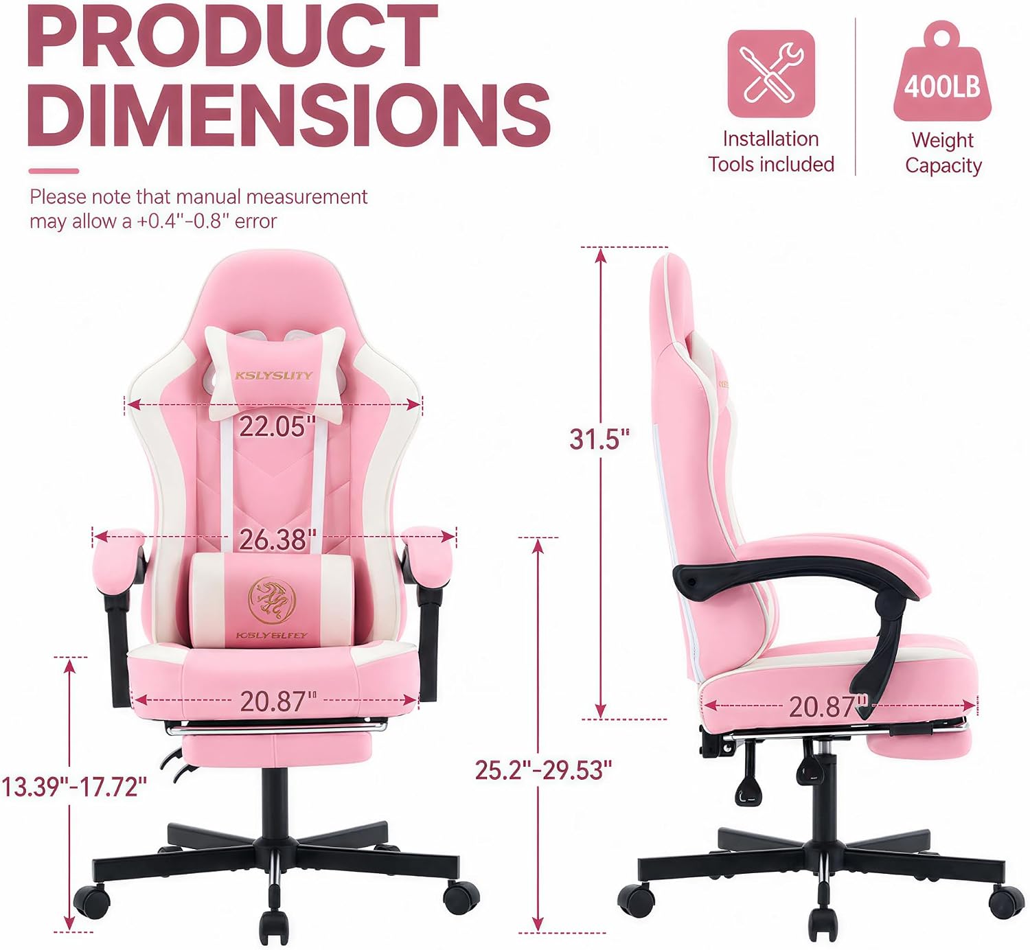 人間工学に基づいたハイバックゲーミングチェア、フットレスト、 - Office Footrest Cushion のレビューと価格