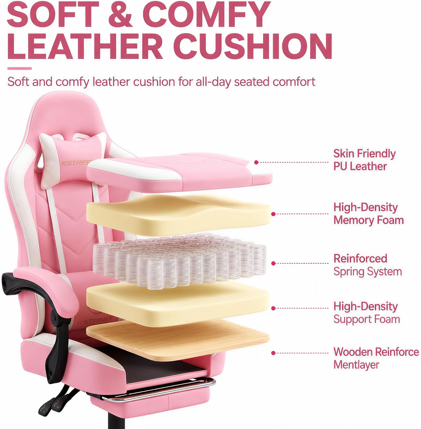 人間工学に基づいたハイバックゲーミングチェア、フットレスト、 - Office Footrest Cushion のレビューと価格