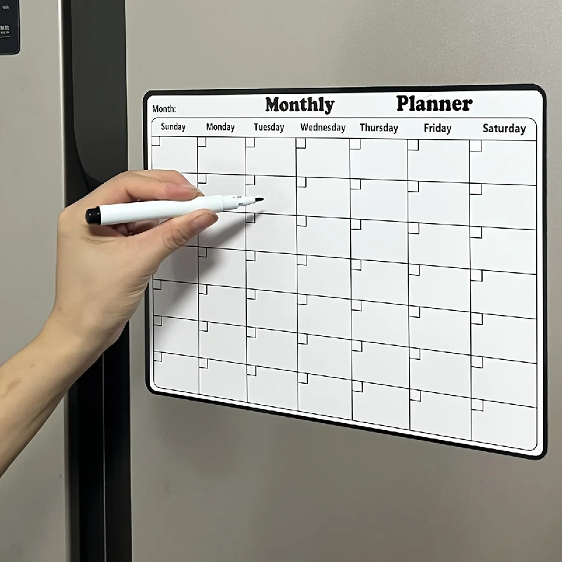 マグネット式冷蔵庫用ドライイレースカレンダー 月間プランナー - Magnetic Whiteboard Calendar のレビューと価格